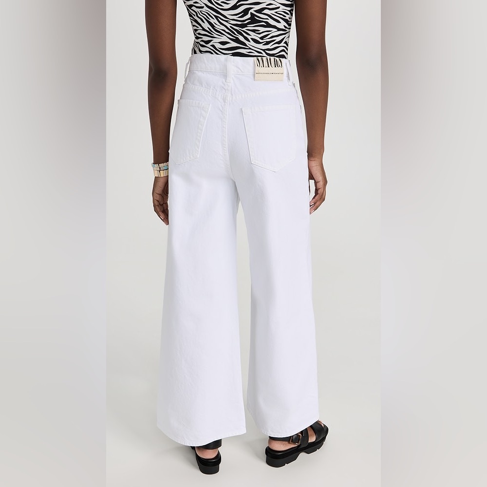 NEW Mother SNACKS! High Waisted Pushpop Jeans Wide Leg White Size 32